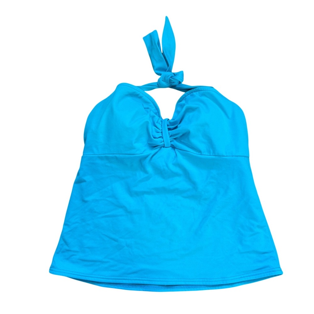 Miraclesuit Turquoise Blue Halter Tankini Top Ruched Padded Swim Top Small